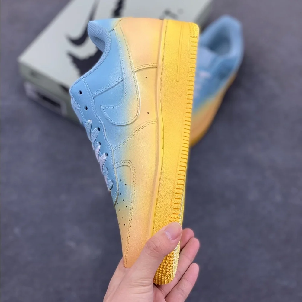 Nike Air Force 1 Low Pastel Blue to Yellow Fade